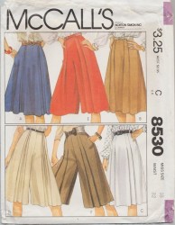 8530 MCCALLS POCKET PLEAT SKIRTS, CULOTTES PATTERN 16 UNCUT